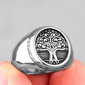 Bague Viking 'Frêne des Neuf Mondes' Couleur Argent