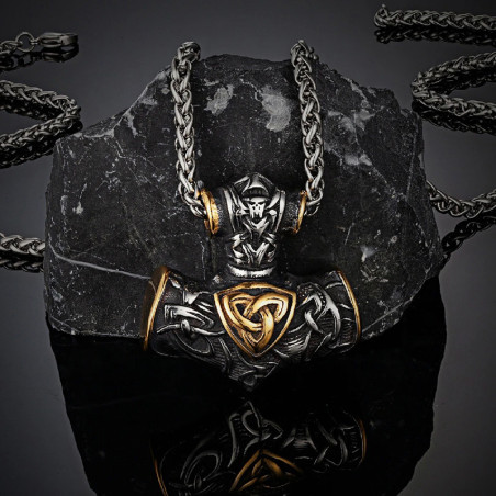 Collier Viking Marteau de Thor Valknut Entrelacé Modele 3