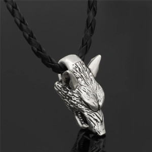 Collier Viking Loup Fenrir Couleur Argent