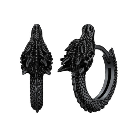 Boucles d’Oreilles Viking  "Dragon du Ragnarök" Couleur Noir