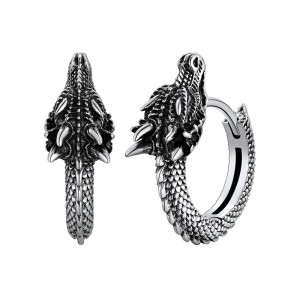Boucles d’Oreilles Viking  "Dragon du Ragnarök" Couleur Argent