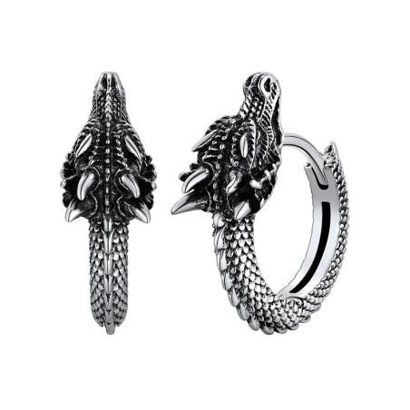 Boucles d’Oreilles Viking  "Dragon du Ragnarök" Couleur Argent
