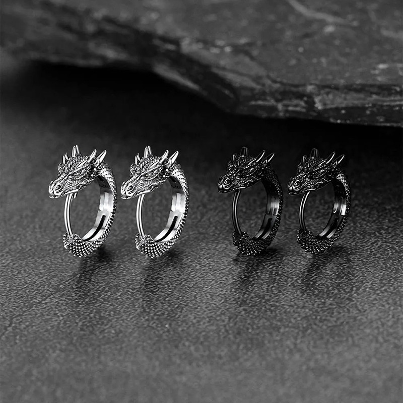 Boucles d’Oreilles Viking  "Dragon du Ragnarök" - 2 couleurs au choix !
