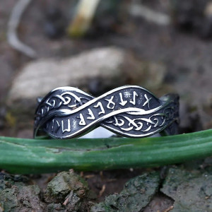 Avant Bague Viking - Serment des Runes Entrelacées