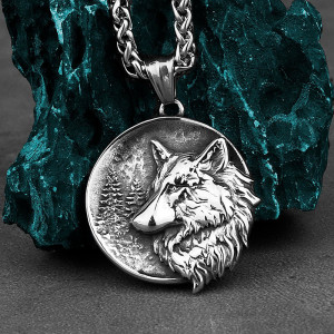 Avant Collier Viking Loup Yggdrasil