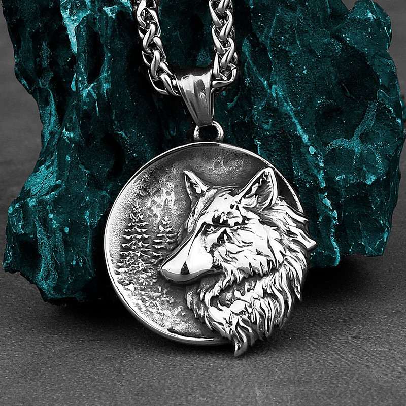 Avant Collier Viking Loup Yggdrasil