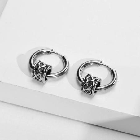 Avant Boucles d’Oreilles Viking - Cercle d’Entrelacs du Destin