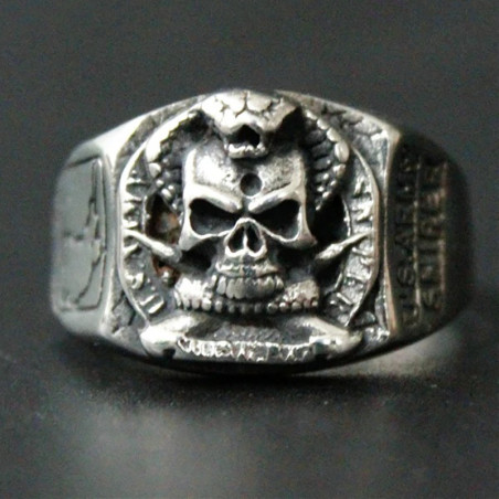 Avant Bague Tête de Mort - Sniper de l’Ombre Militaire