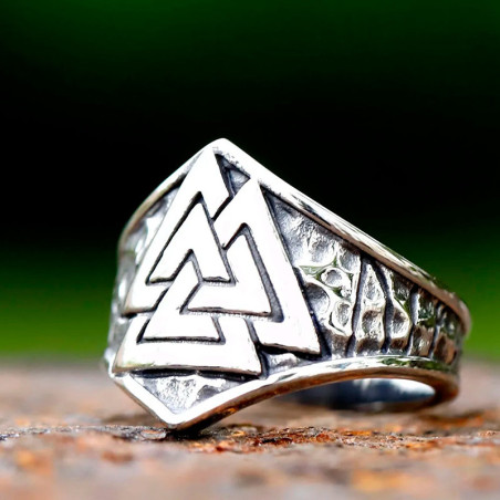 Avant Bague Viking « Valknut du Serment Nordique »
