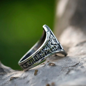 Vue Laterale Bague Viking « Valknut du Serment Nordique »