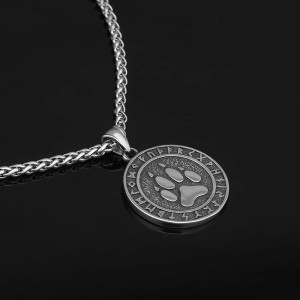 Collier Viking Empreinte de Loup Runique