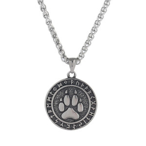 Vue generale Collier Viking Empreinte de Loup Runique