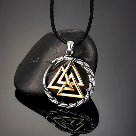 Collier Viking Valknut Couronne d’Odin Modele 1 Couleur Or