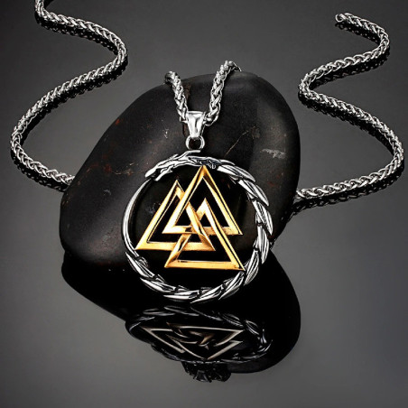 Collier Viking Valknut Couronne d’Odin Modele 2 Couleur Or