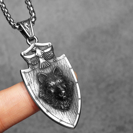 Collier Viking Loup - Bouclier du Loup de Guerre