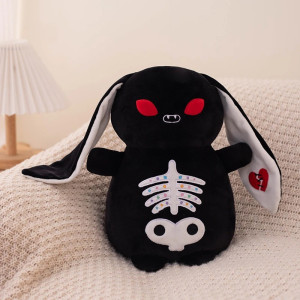 Peluche Tête de Mort "Lapin Skeleton Creepy-Cute" Couleur Noir