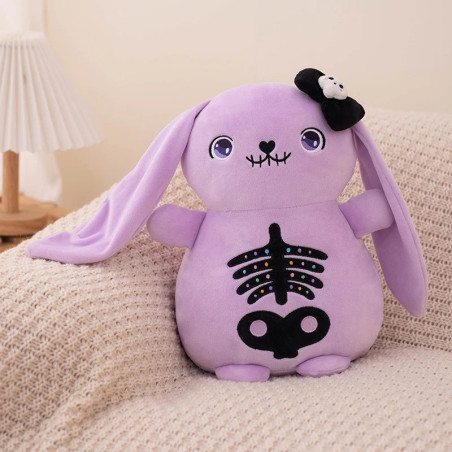 Peluche Tête de Mort "Lapin Skeleton Creepy-Cute" Couleur Violet