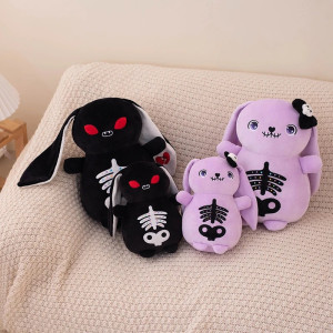 Peluche Tête de Mort "Lapin Skeleton Creepy-Cute" - 2 couleurs et tailels au choix !