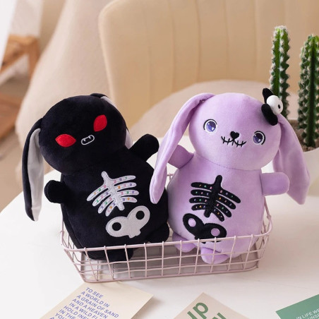 Avant Peluche Tête de Mort "Lapin Skeleton Creepy-Cute" - 2 couleurs et tailels au choix !