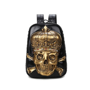 Sac à Dos Tête de Mort Gothique "Couronne du Roi Maudit" Couleur Or