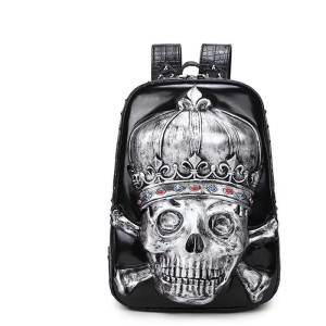 Sac à Dos Tête de Mort Gothique "Couronne du Roi Maudit" Couleur Argent