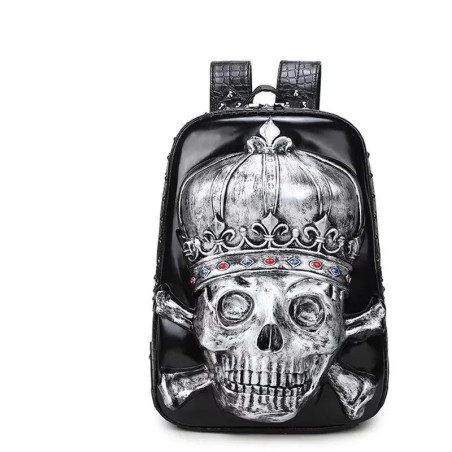 Sac à Dos Tête de Mort Gothique "Couronne du Roi Maudit" Couleur Argent