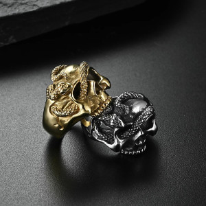 Bague Tête de Mort Serpent | Bijou Gothique Mystique 🐍💀