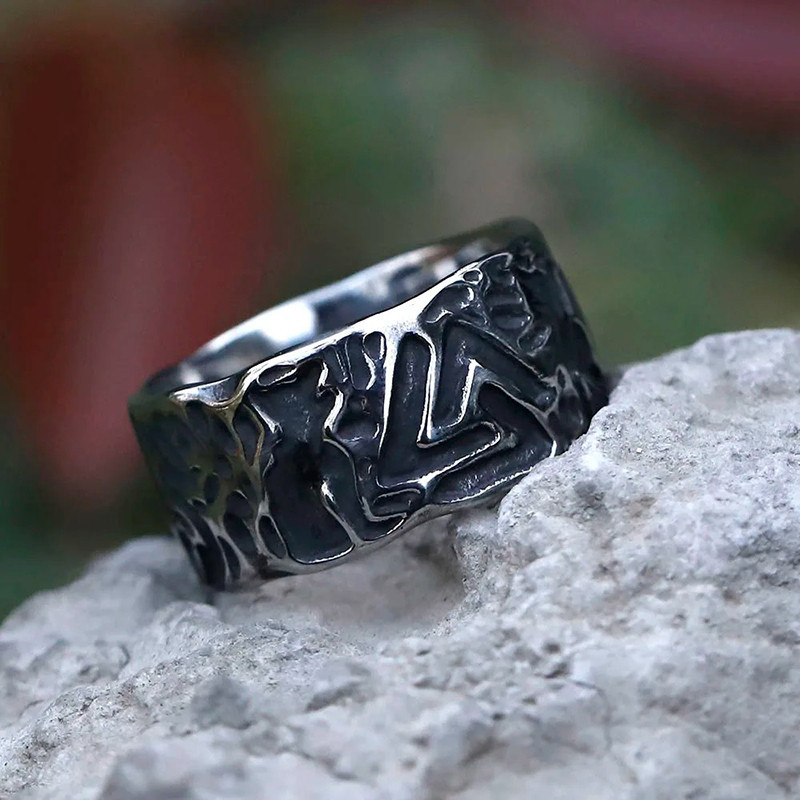 Bague Viking "Morsure du Dragon du Valknut"