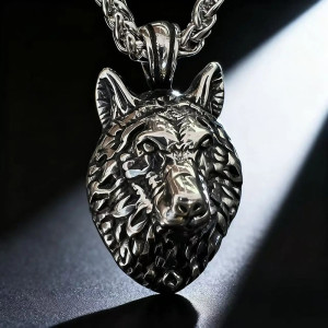 Avant Collier Viking Loup - Regard du Loup Dominant