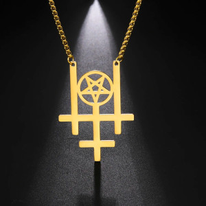 Avant Pendentif Croix de Léviathan - Pentagramme Inversé Couleur or