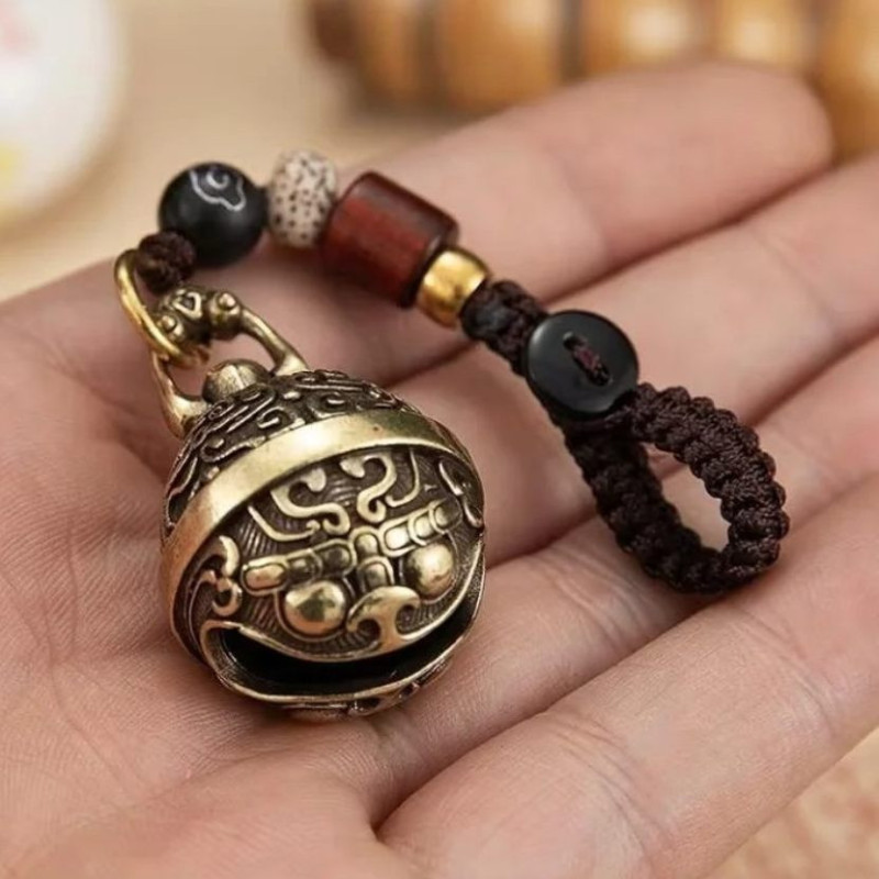 Porte-clé Cloche Tibétaine Dragon « Écho des Âmes Oubliées »
