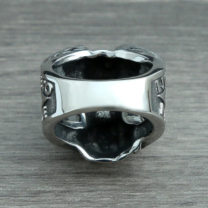 Vue generale Bague Tête de Mort Motard - Moteur V-Twin Rider Éternel