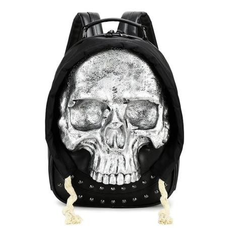 Sac à Dos Tête de Mort Gothique "Crâne Hors du Tombeau" Couleur blanc