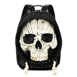 Sac à Dos Tête de Mort Gothique "Crâne Hors du Tombeau" Couleur gris