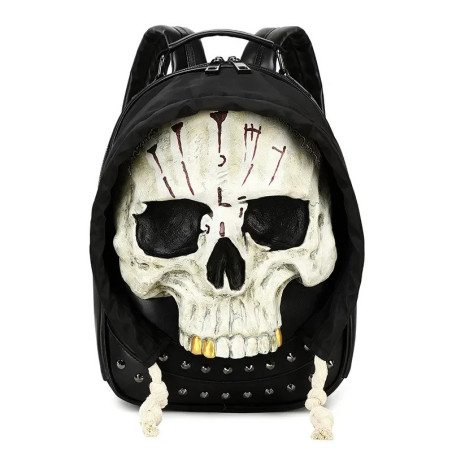 Sac à Dos Tête de Mort Gothique "Crâne Hors du Tombeau" Couleur gris