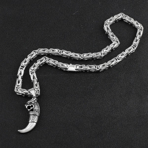 Collier Loup Argent 925 "Croc du Loup Ancestral"