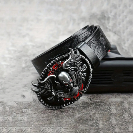 Ceinture Tête de Mort Motard « Ailes du Biker Infernal »