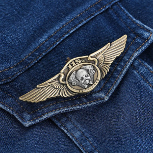 Pins Tête de Mort Motard : Ailes 115th Skull Vintage