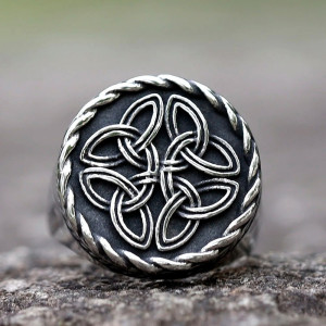 Avant Bague Viking Noeud de Bouclier des 4 Éléments