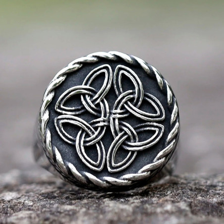 Avant Bague Viking Noeud de Bouclier des 4 Éléments