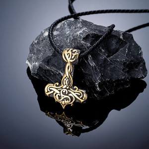 Collier Viking Marteau de Thor Entrelacs Sacrés Modele 2 Couleur Or