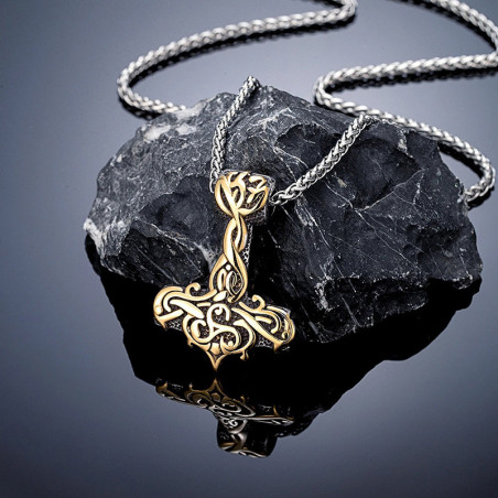 Collier Viking Marteau de Thor Entrelacs Sacrés Modele 1 Couleur or