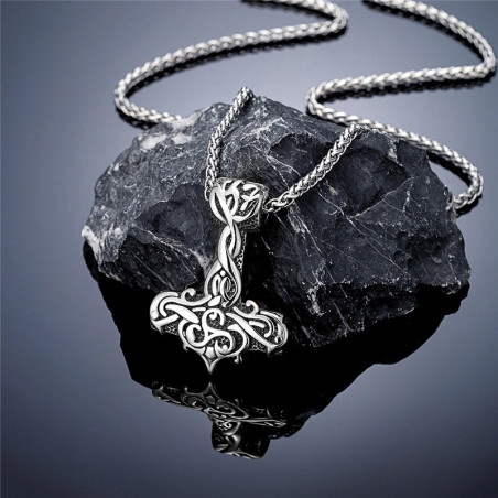 Collier Viking Marteau de Thor Entrelacs Sacrés Modele 1 Couleur Argent