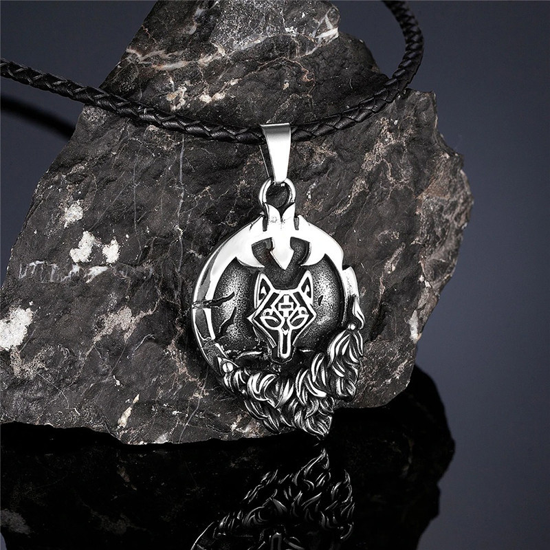 Collier Viking Loup "Médaillon du Loup Runique" Modele
