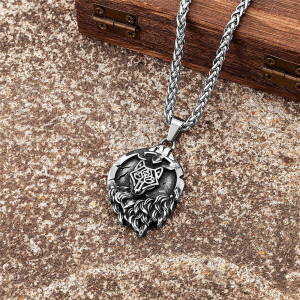 Collier Viking Loup "Médaillon du Loup Runique"