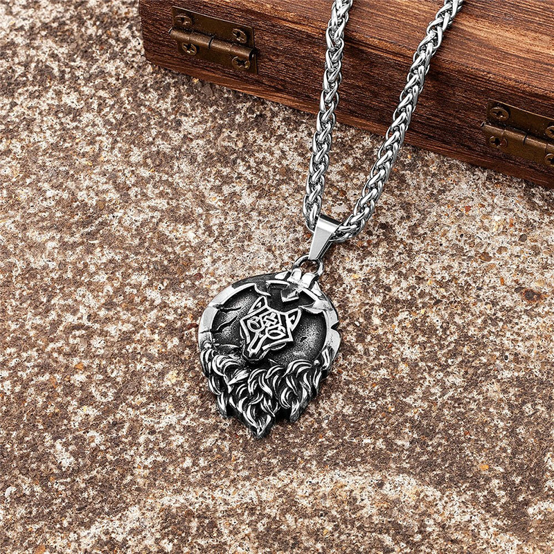 Collier Viking Loup "Médaillon du Loup Runique"
