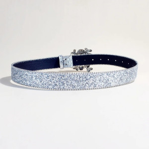 Vue Arrierre Ceinture Tête de Mort Strass « Triple Crâne Glam Rock » - 2 couleurs au choix !