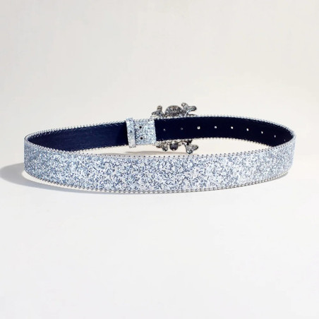 Vue Arrierre Ceinture Tête de Mort Strass « Triple Crâne Glam Rock » - 2 couleurs au choix !