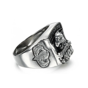 Vue Laterale Bague Motard Airborne - Aigle 101e Division Éternelle
