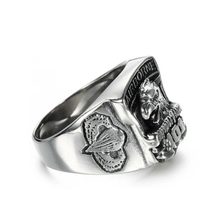Vue Laterale Bague Motard Airborne - Aigle 101e Division Éternelle